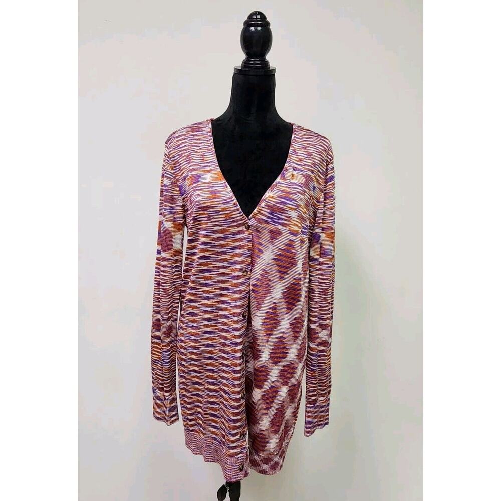 Free People Into The Night Tunic Cardigan Sweater Medium Purple Multicolor NWT